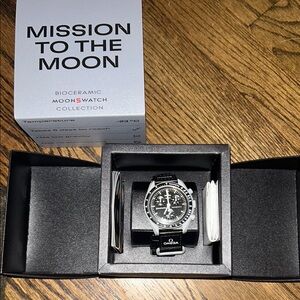 Omega Black and Silver Men's Watch